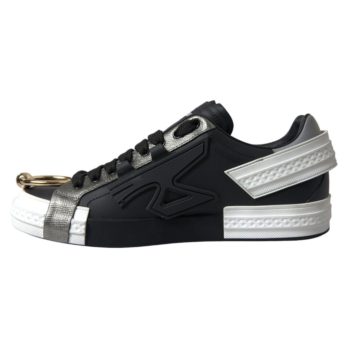 Dolce & Gabbana Black Leather Low Top Sneakers Portofino Shoes MV5361-44