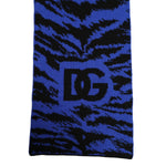 Dolce & Gabbana Blue Black Logo Neck Warmer Wrap Shawl Scarf MS7452