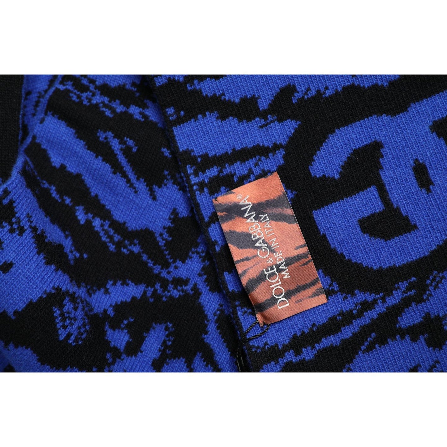 Dolce & Gabbana Blue Black Logo Neck Warmer Wrap Shawl Scarf MS7452