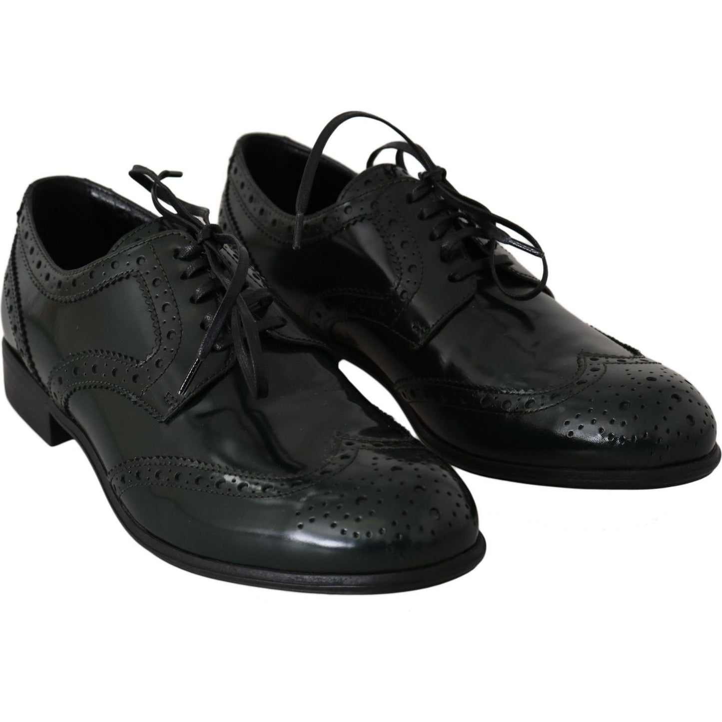 Dolce & Gabbana Green Leather Broque Oxford Wingtip Shoes LA5978-35