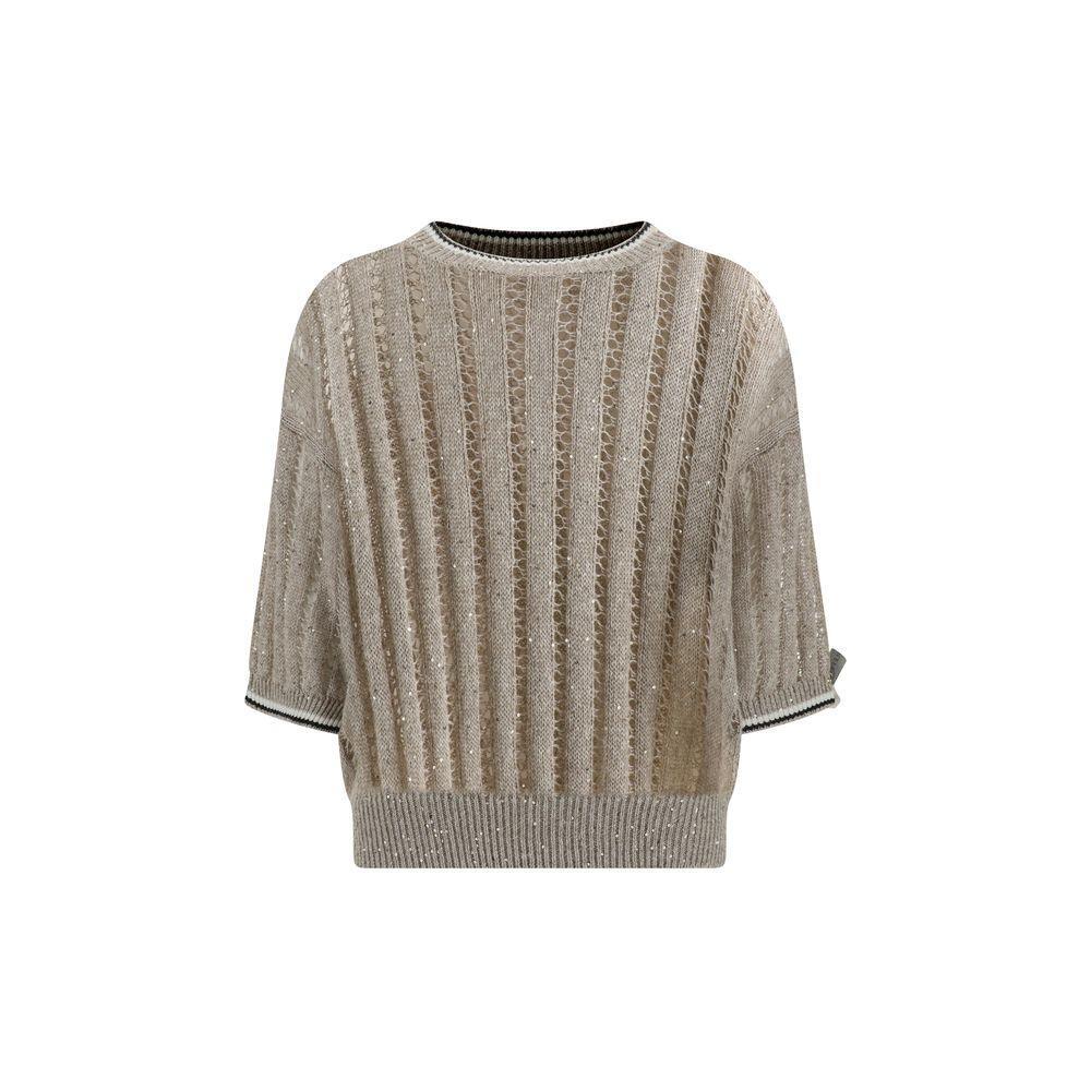 Brunello Cucinelli Openwork knit pattern Sweater with sequins BR-MCO559400CJK08-XXL