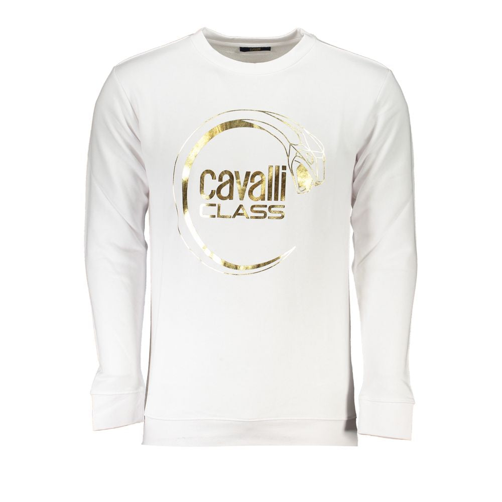 Cavalli Class White Cotton Sweater CA-26721-3XL