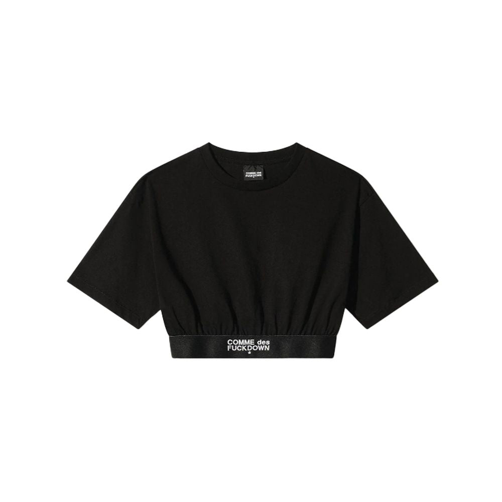 Comme Des Fuckdown Black Cotton Tops & T-Shirt CO-15650-IT36|XXS