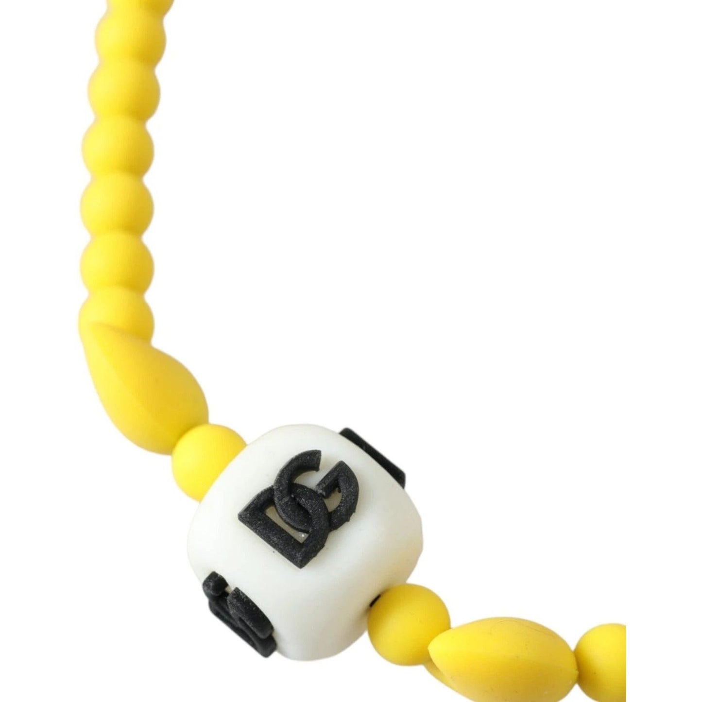 Dolce & Gabbana Yellow Beaded Chain DG Logo Charm Accessory Necklace