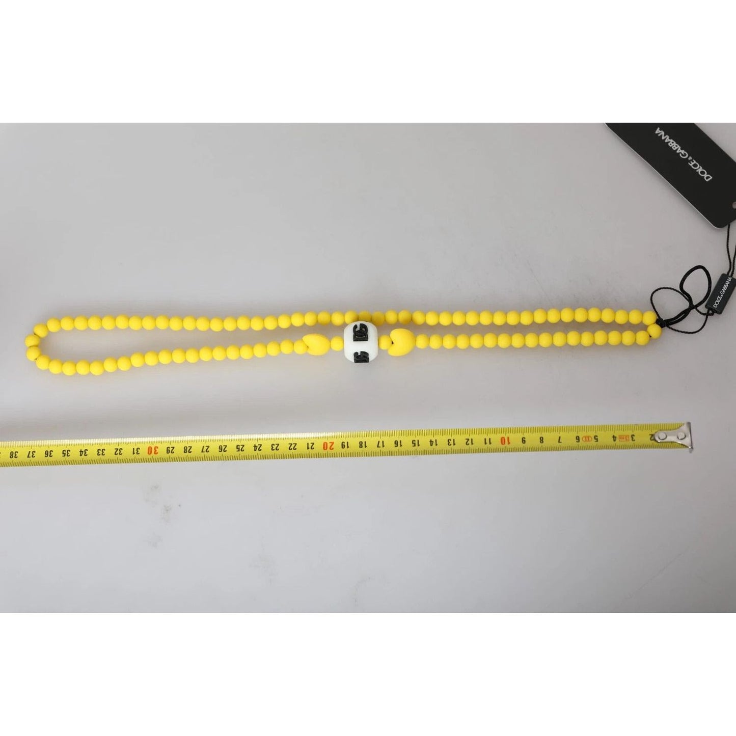 Dolce & Gabbana Yellow Beaded Chain DG Logo Charm Accessory Necklace