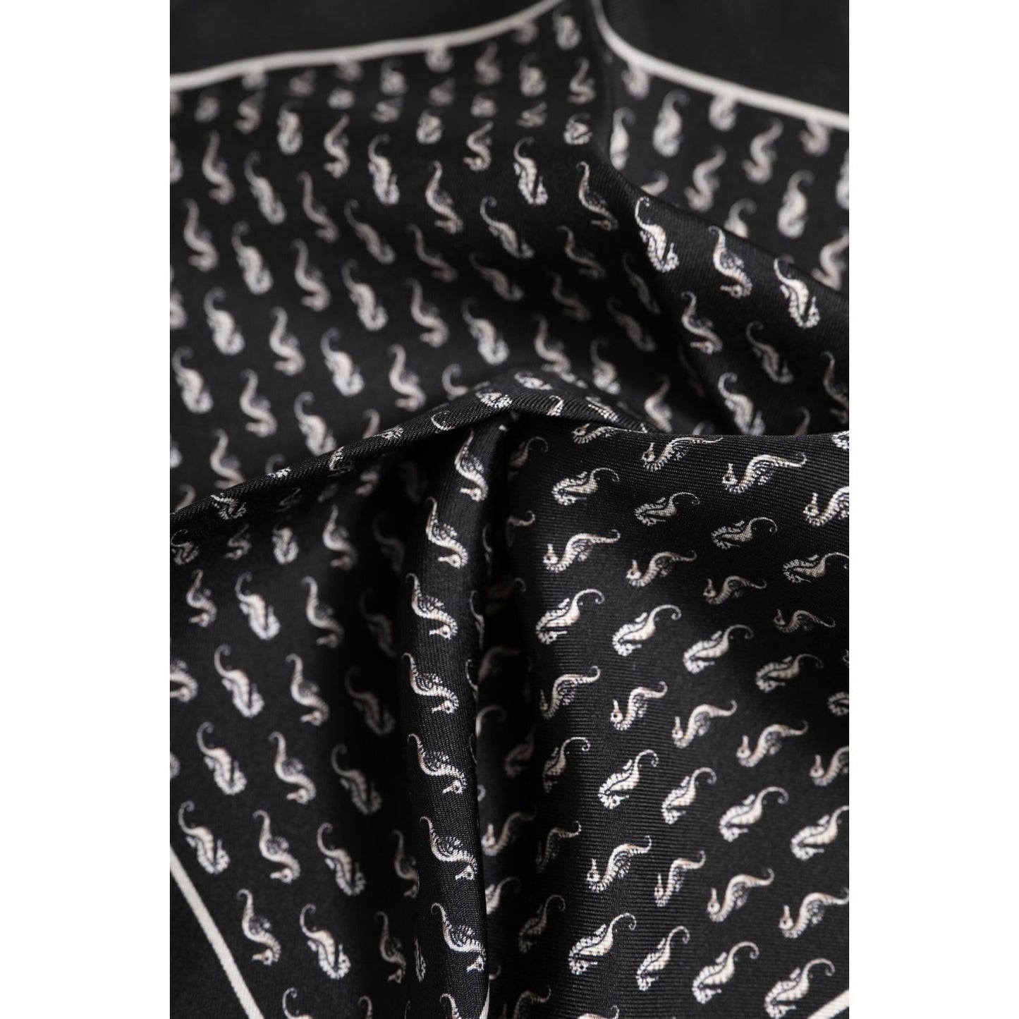 Dolce & Gabbana Black Sea Horse Silk Square Men Foulard Scarf