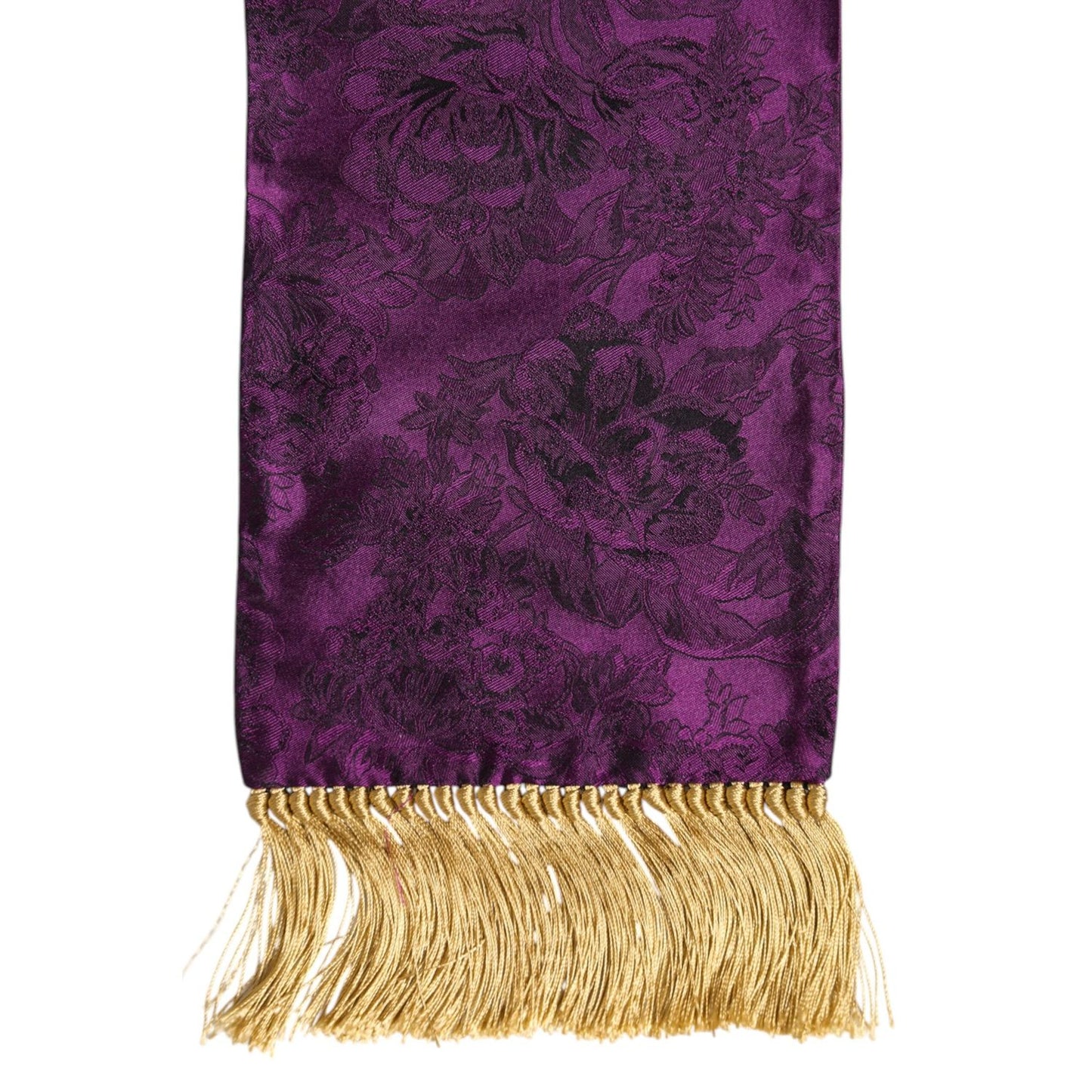 Dolce & Gabbana Purple Silk Fringes Cross Men Foulard Scarf MS7530