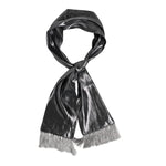 Dolce & Gabbana Metallic Gray Silk Fringes Foulard Scarf