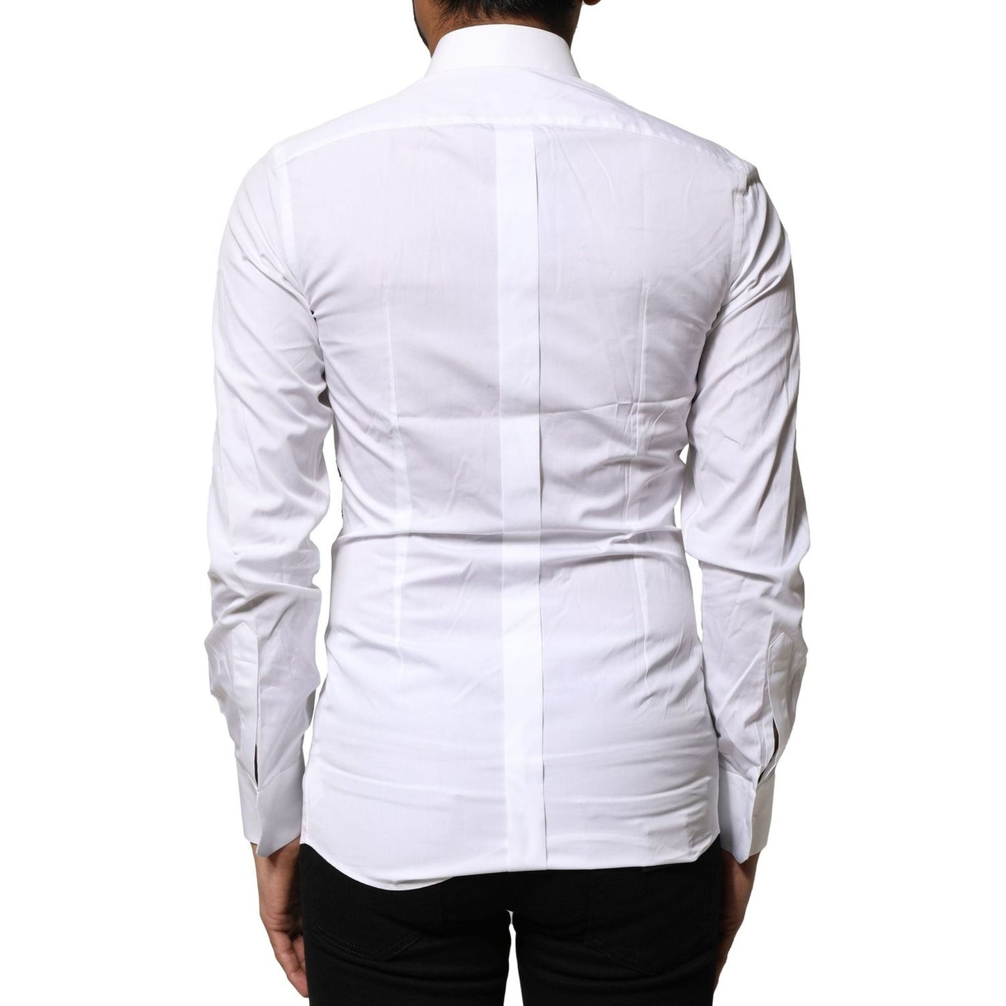 Dolce & Gabbana White GOLD Embroidery Detailed Dress Shirt TSH906792-37