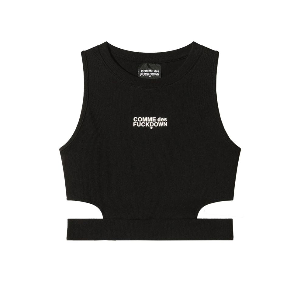 Comme Des Fuckdown Black Cotton Tops & T-Shirt CO-15662-XS