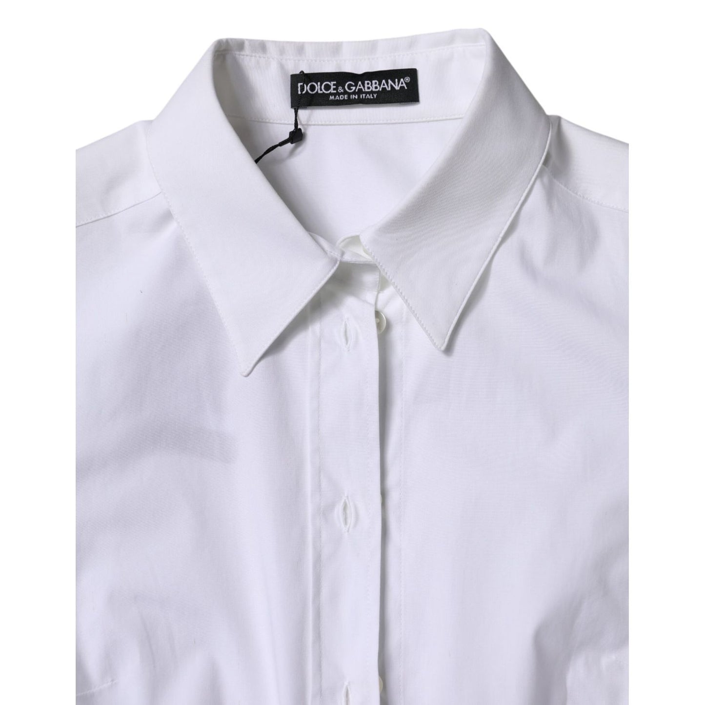 Dolce & Gabbana White Cotton Collared Long Sleeves Shirt Top
