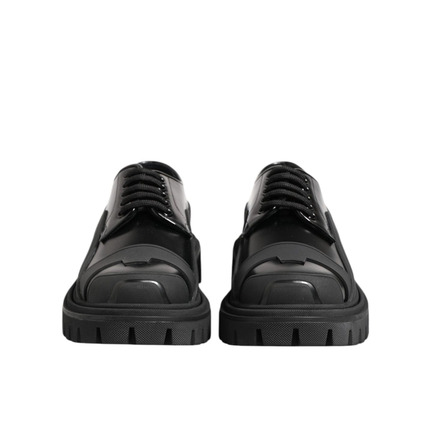 Dolce & Gabbana Black Patent Leather Trekking Derby Shoes MV7382-39