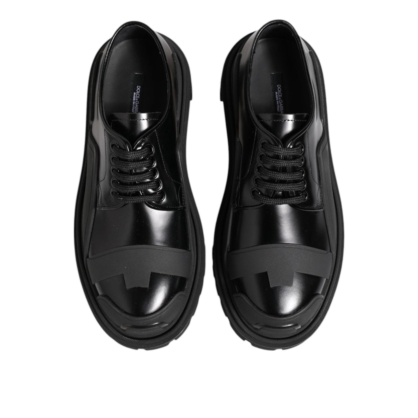 Dolce & Gabbana Black Patent Leather Trekking Derby Shoes MV7382-39