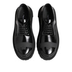 Dolce & Gabbana Black Patent Leather Trekking Derby Shoes MV7382-39