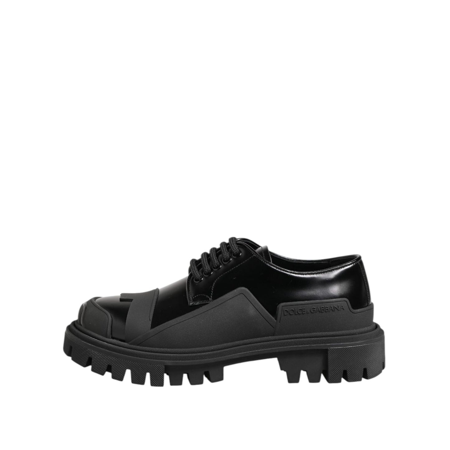 Dolce & Gabbana Black Patent Leather Trekking Derby Shoes MV7382-39