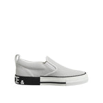 Dolce & Gabbana White Dotted Leather Slip On Men Sneakers Shoes