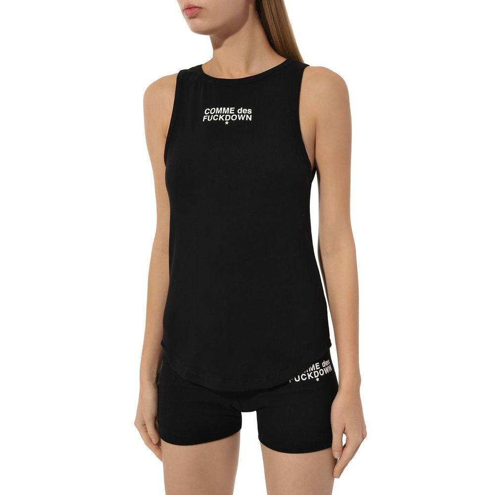 Comme Des Fuckdown Black Cotton Tops & T-Shirt CO-15682-IT36|XXS