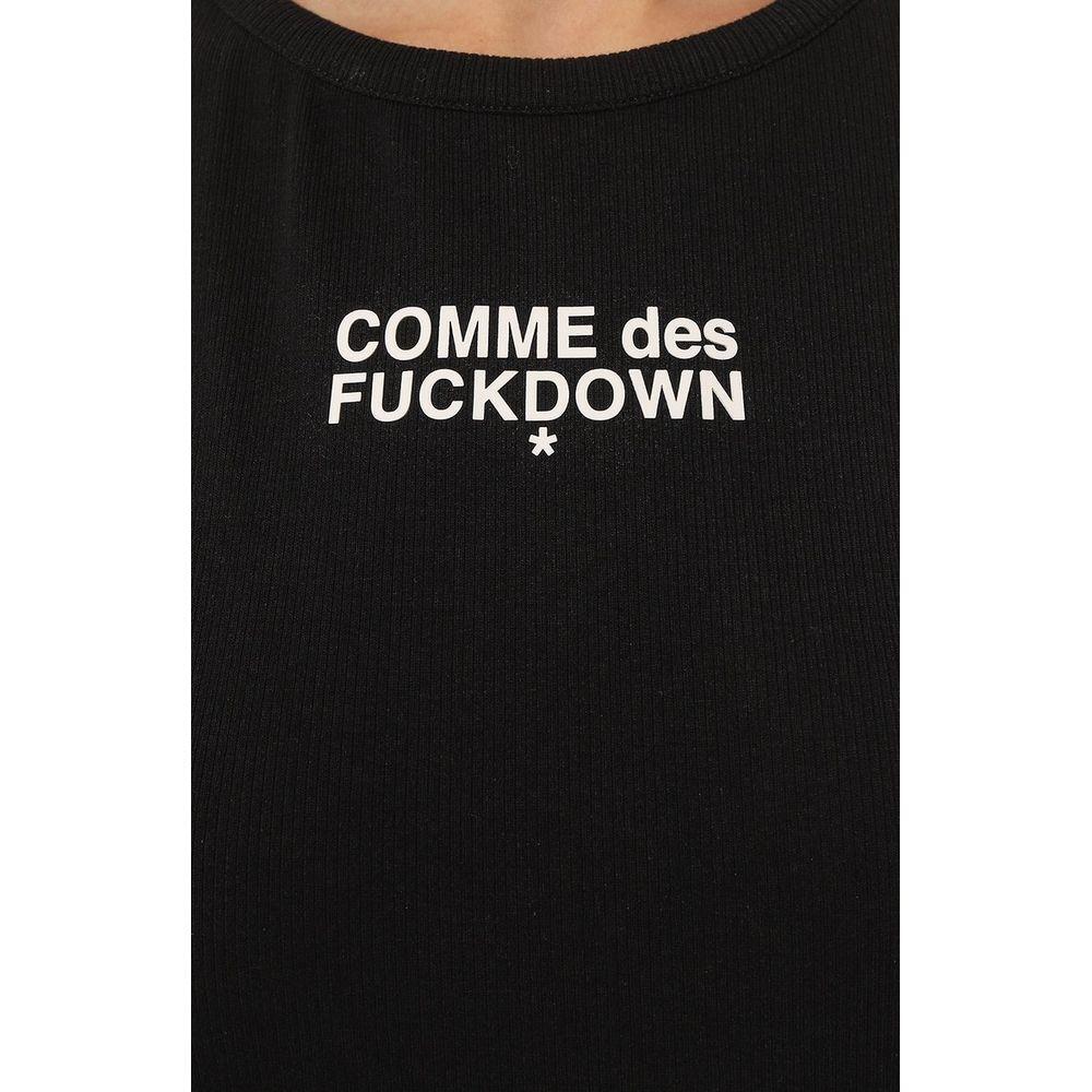 Comme Des Fuckdown Black Cotton Tops & T-Shirt CO-15682-IT36|XXS