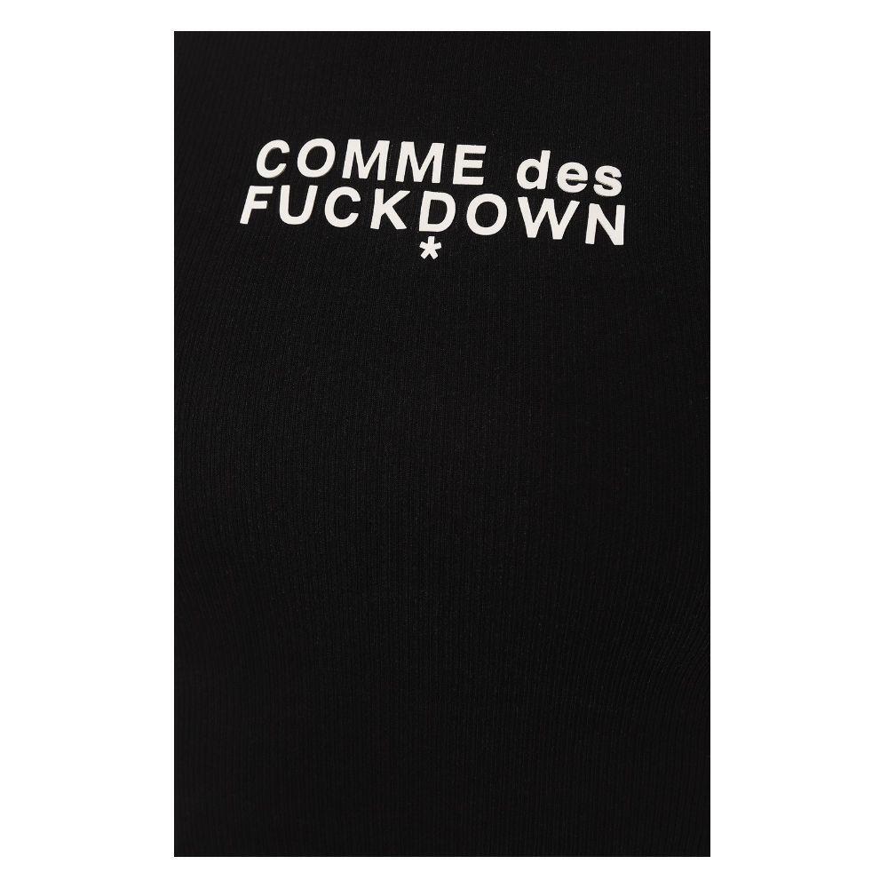 Comme Des Fuckdown Black Cotton Tops & T-Shirt CO-15684-S