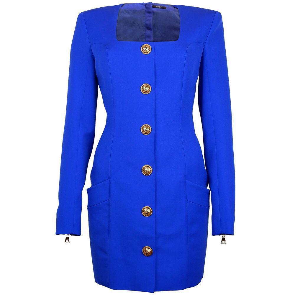 Balmain Blue Wool Dress BA-15520-IT38|XS