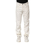 Jeckerson White Cotton Stretch Straight Fit Men Denim Jeans PAN71767-30