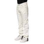Jeckerson White Cotton Stretch Straight Fit Men Denim Jeans PAN71767-30