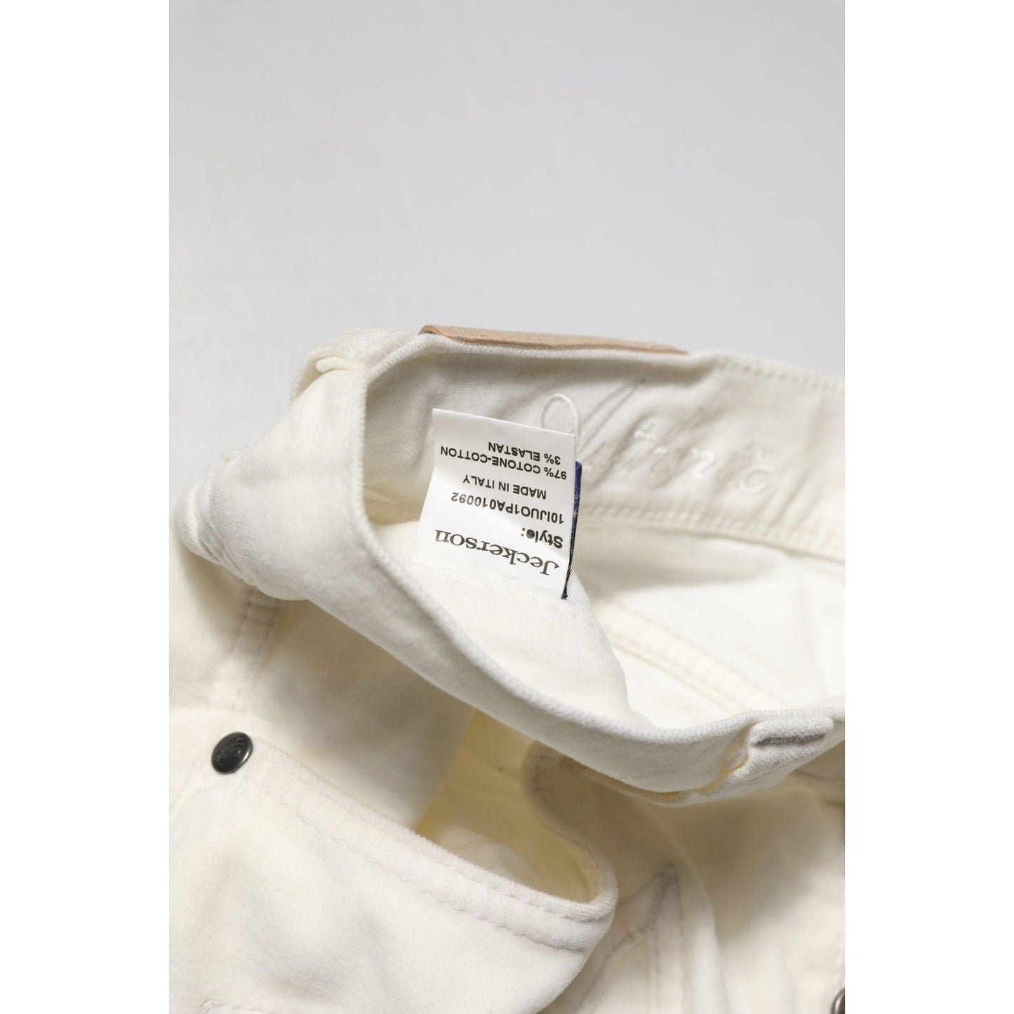 Jeckerson White Cotton Stretch Straight Fit Men Denim Jeans PAN71767-30