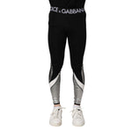 Dolce & Gabbana Black Silver Nylon Skinny Men Leggings Pants PAN75203-44