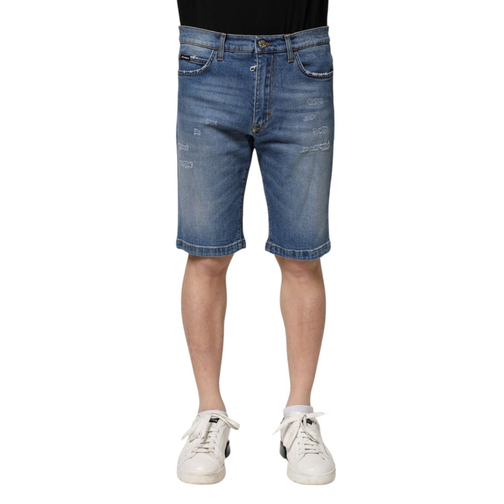 Dolce & Gabbana Blue Cotton Stretch Men Denim Bermuda Shorts PAN75037-44