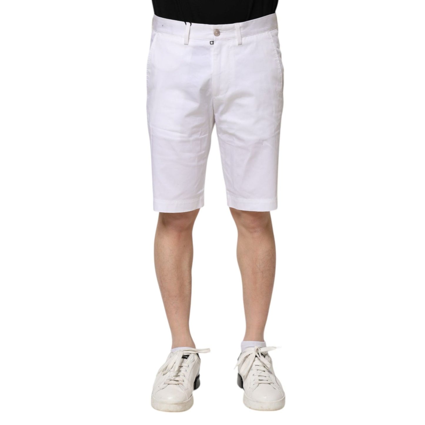 Dolce & Gabbana White Cotton Stretch Men Denim Bermuda Shorts PAN75242-44