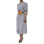 Dolce & Gabbana Gray Viscose ShortSleeve Sheath Midi Dress