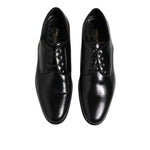 Dolce & Gabbana Black Leather Lace Up Derby Men Dress Shoes MV7478-42