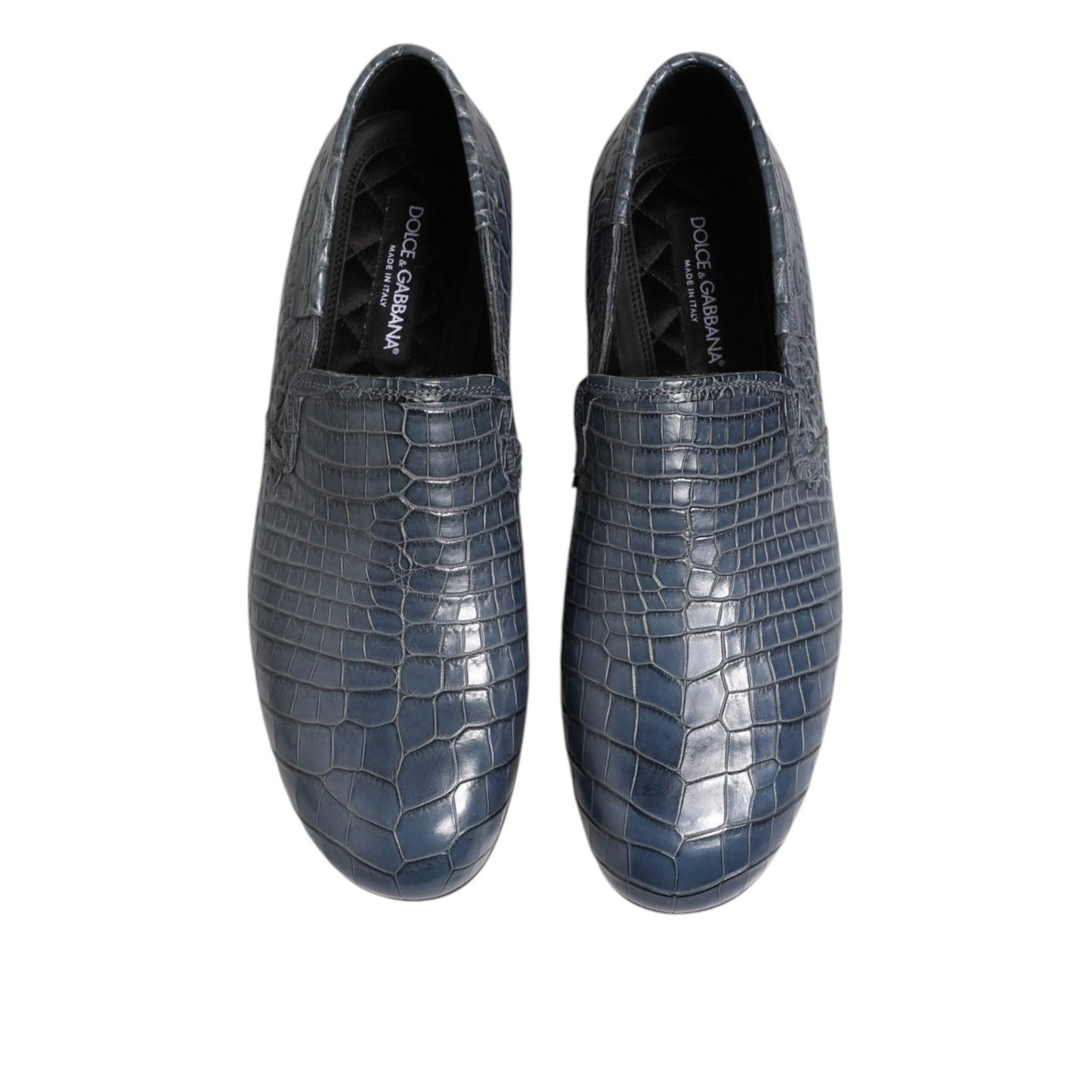 Dolce & Gabbana Blue Exotic Leather Slip On Loafers Men Dress Shoes MV7481-42