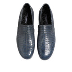 Dolce & Gabbana Blue Exotic Leather Slip On Loafers Men Dress Shoes MV7481-42