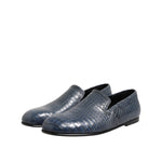 Dolce & Gabbana Blue Exotic Leather Slip On Loafers Men Dress Shoes MV7481-42