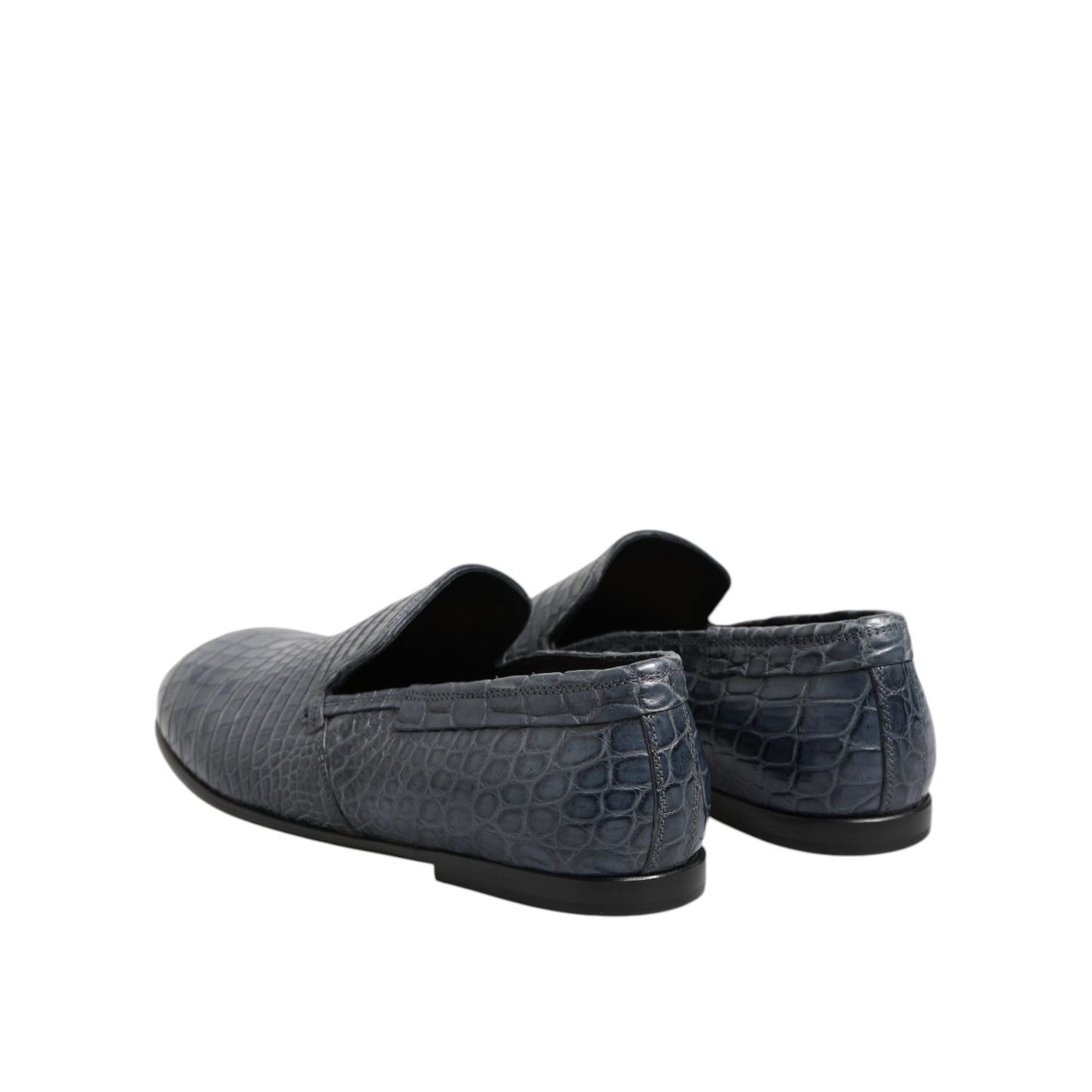 Dolce & Gabbana Blue Exotic Leather Slip On Loafers Men Dress Shoes MV7481-42