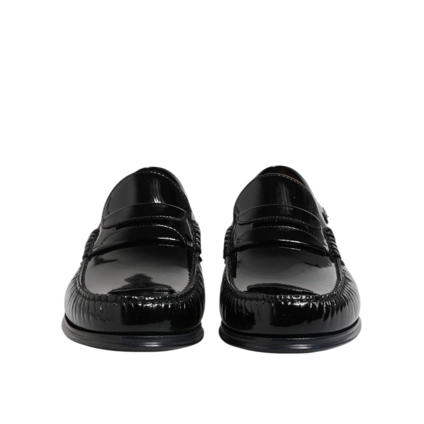 Dolce & Gabbana Black Leather Slip On Loafers Dress Shoes MV7492-41.5