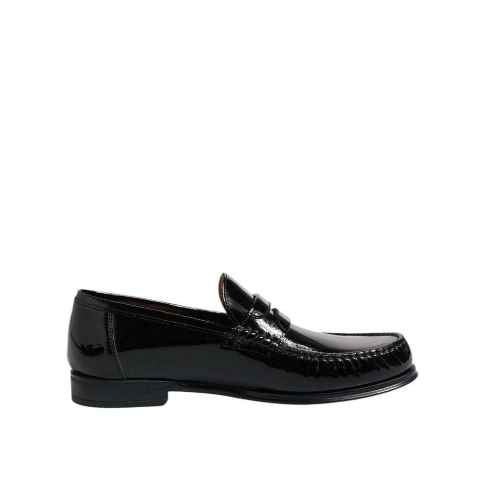 Dolce & Gabbana Black Leather Slip On Loafers Dress Shoes MV7492-41.5