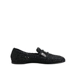 Dolce & Gabbana Black Woven Leather Slip On Loafers Men Shoes MV7485-39