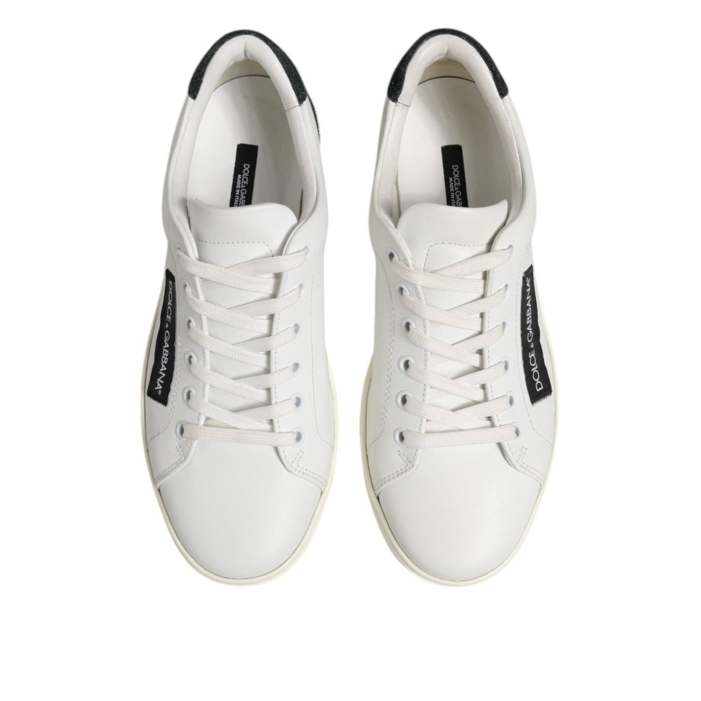 Dolce & Gabbana White Black Leather Lace Up Men Sneakers Shoes MV7431-39