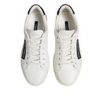 Dolce & Gabbana White Black Leather Lace Up Men Sneakers Shoes MV7431-39