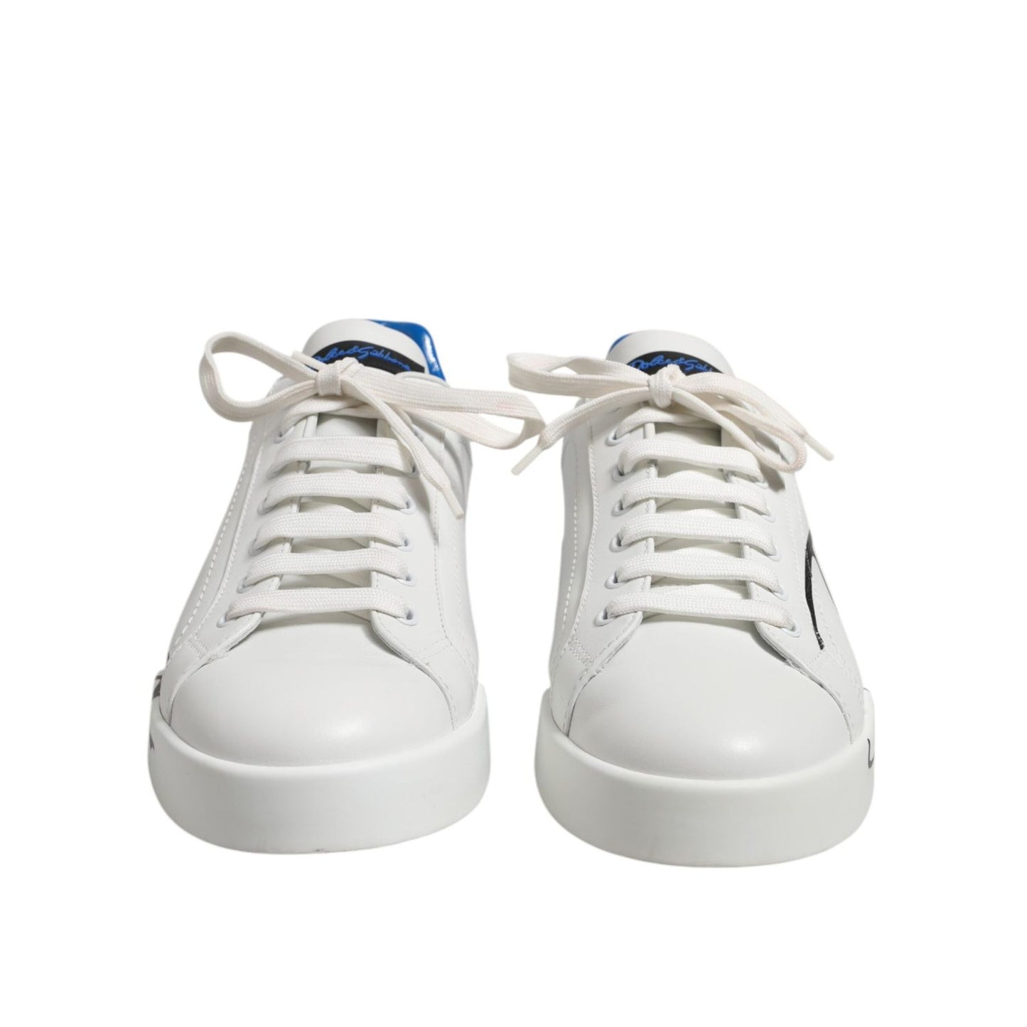 Dolce & Gabbana White Blue Low Top Leather Sneakers Shoes MV7458-40.5