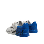 Dolce & Gabbana White Blue Low Top Leather Sneakers Shoes MV7458-40.5