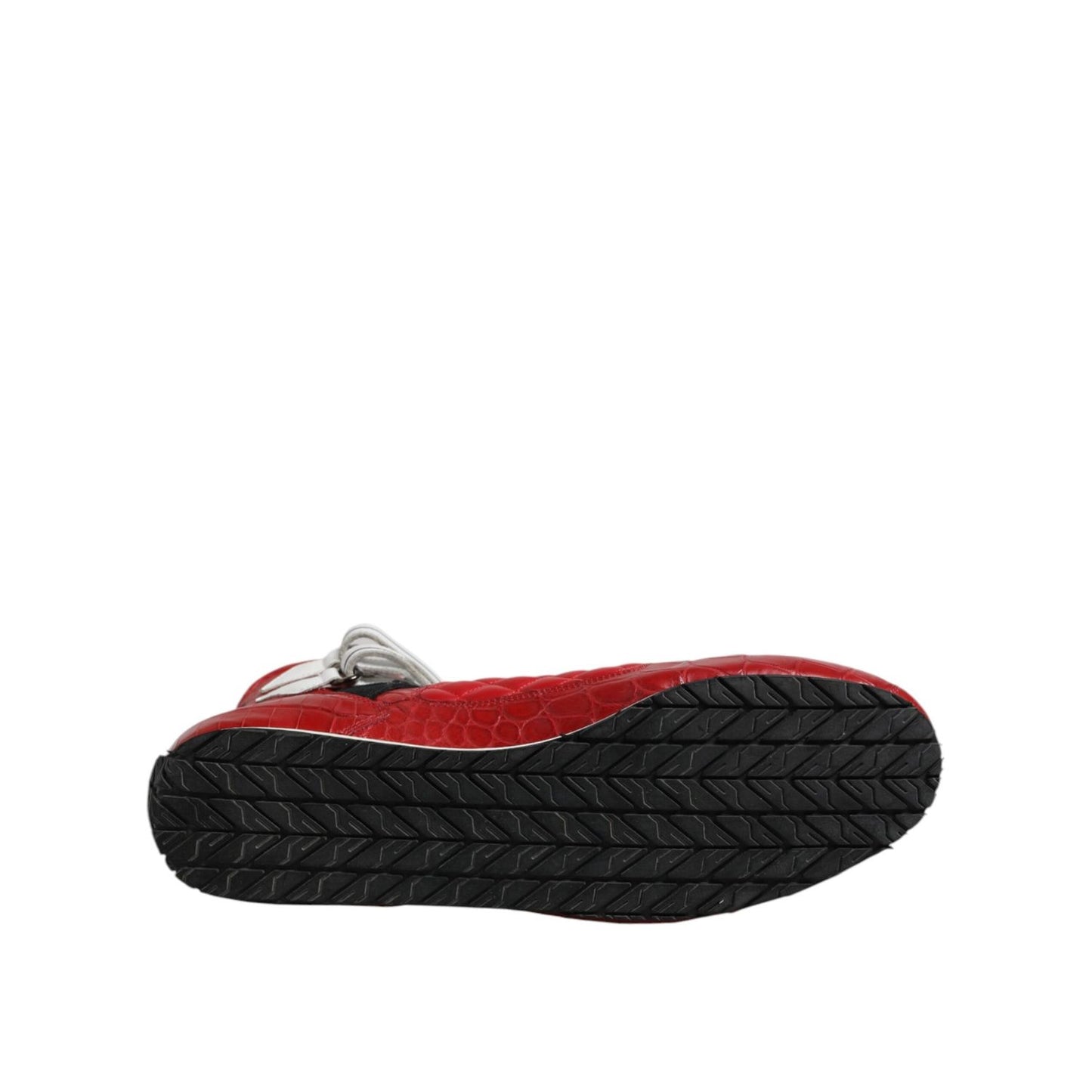 Dolce & Gabbana Red Quilted Leather Lace Up Sneakers Shoes