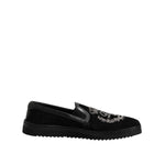 Dolce & Gabbana Black Embroidered Crown Loafers Shoes MV7499-42.5