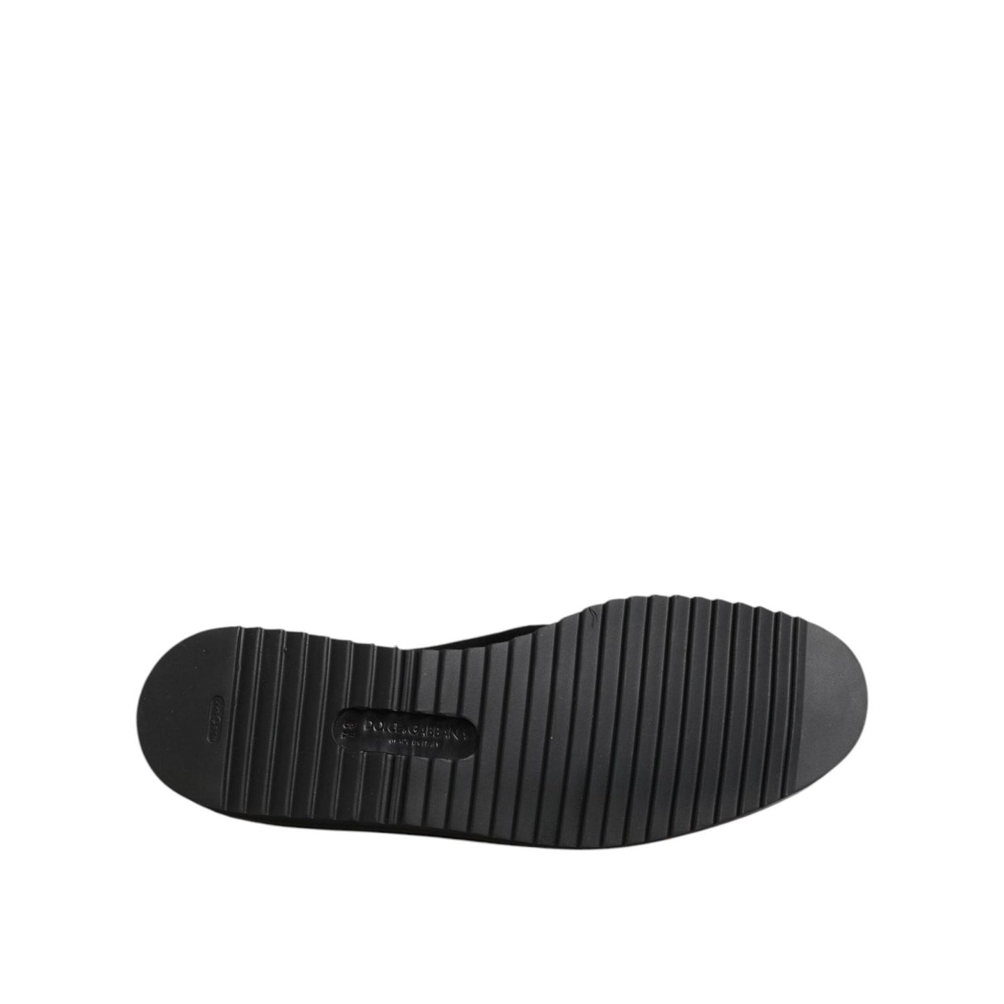 Dolce & Gabbana Black Embroidered Crown Loafers Shoes MV7499-42.5