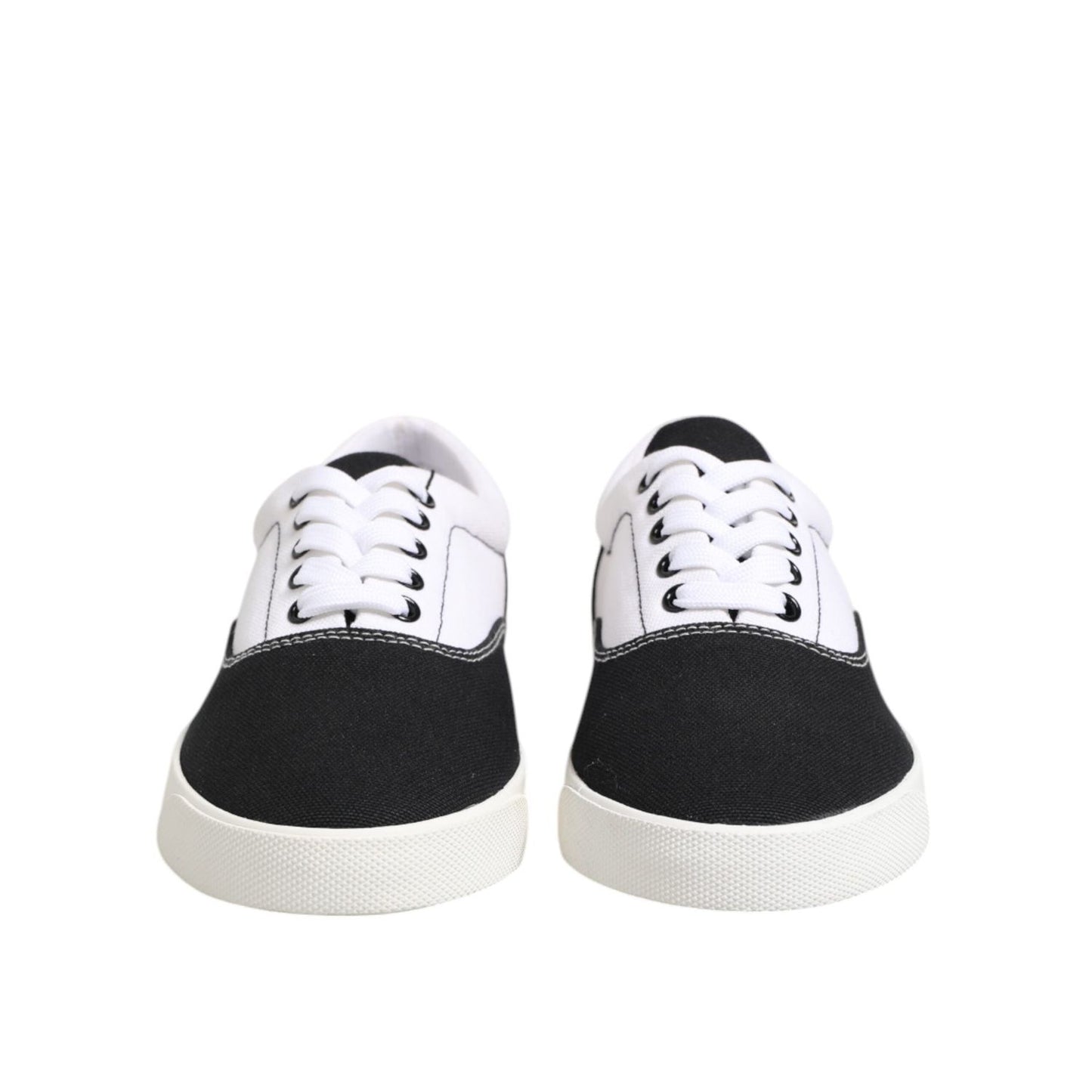 Dolce & Gabbana Black Cotton Canvas Lace Up Men Sneakers Shoes MV7500-39