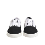 Dolce & Gabbana Black Cotton Canvas Lace Up Men Sneakers Shoes MV7500-39