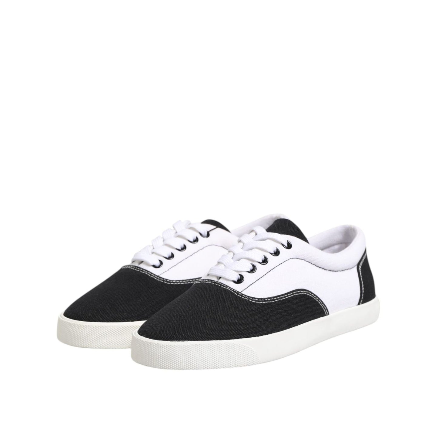 Dolce & Gabbana Black Cotton Canvas Lace Up Men Sneakers Shoes MV7500-39