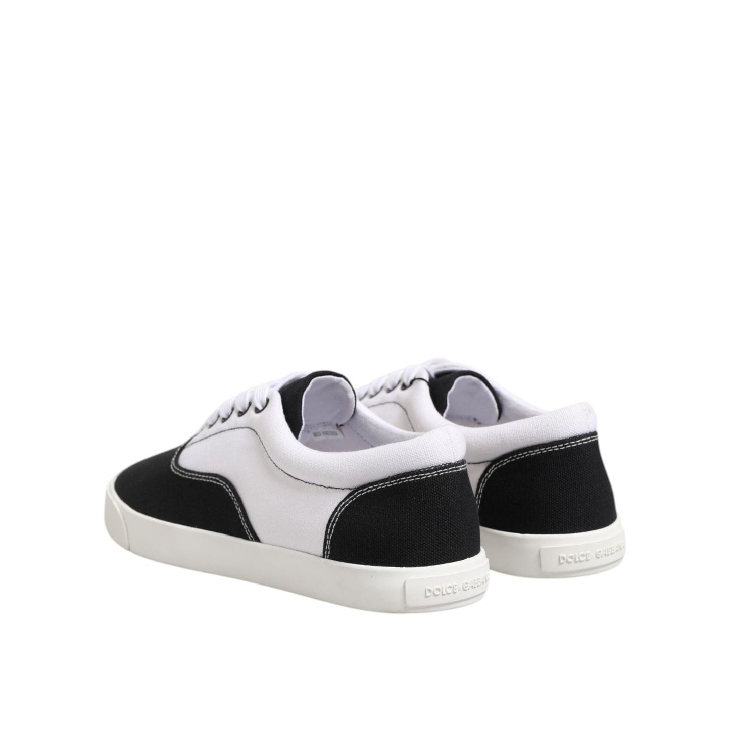 Dolce & Gabbana Black Cotton Canvas Lace Up Men Sneakers Shoes MV7500-39